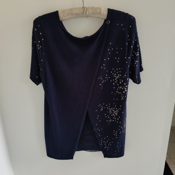 Navy Blue 🔵 with tiny gold heart Short Sleeve Sweater | Leo & UGO 🇫🇷 - Picture 5 of 14